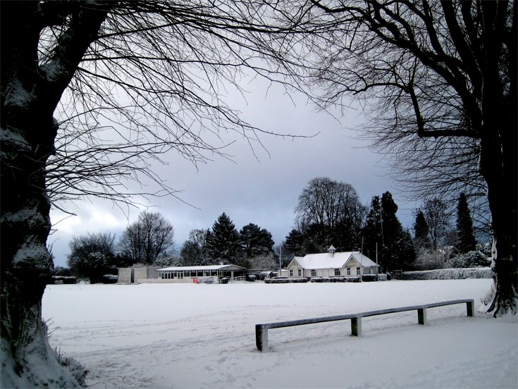 Banstead Village Cricket Field in the snow