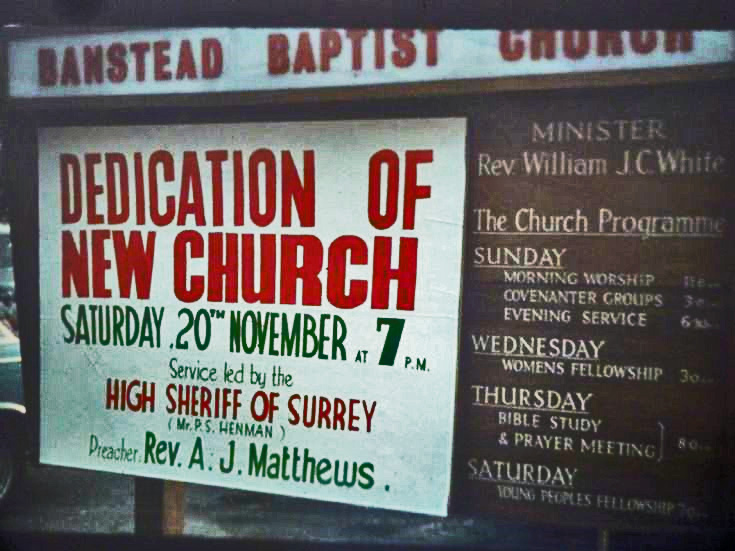 Dedication of Banstead Baptist Church