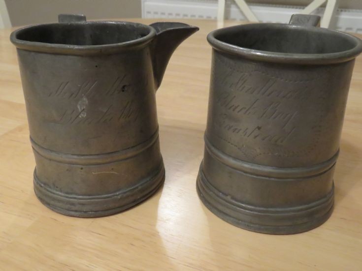 Pewter jugs from The Black Boy in Banstead