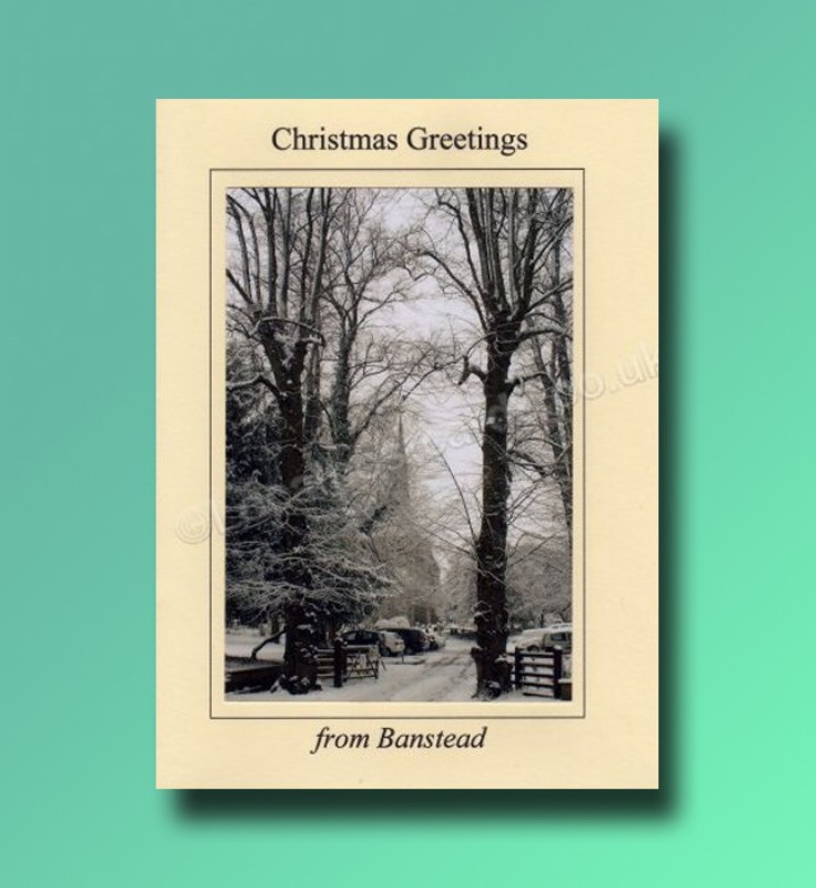 All Saints Church trees - Banstead Christmas card