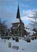 Banstead All Saints Church after snowfall 