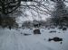 Banstead All Saints graveyard after snowfall