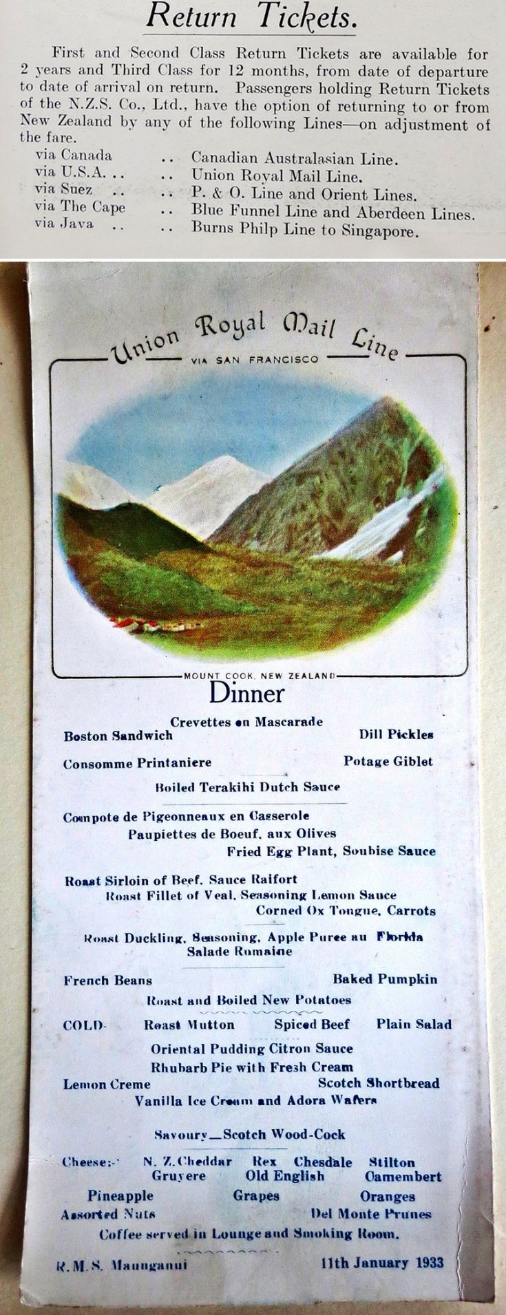 10 Return Voyage and menu
