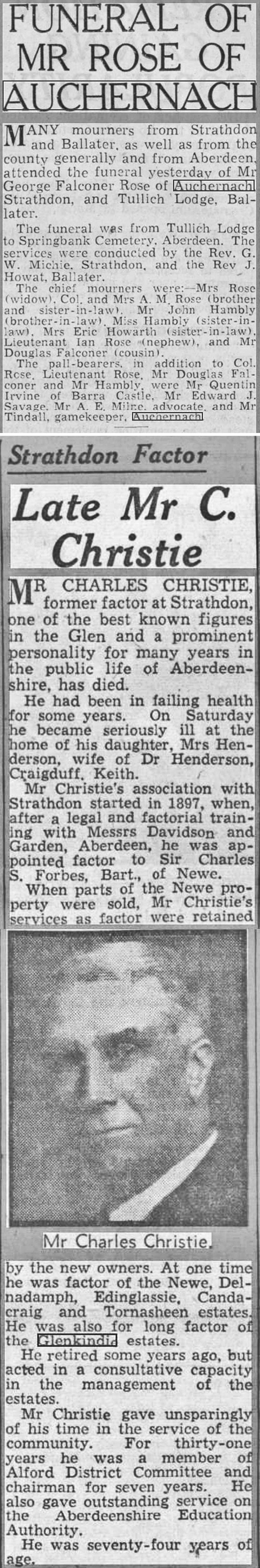 12 Strathdon Funerals 1940/41