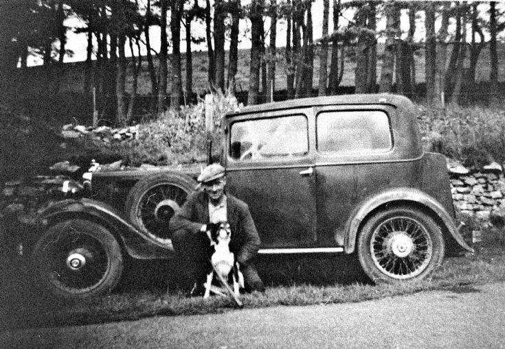 91 Mr McRobert and car, Glenbuchat
