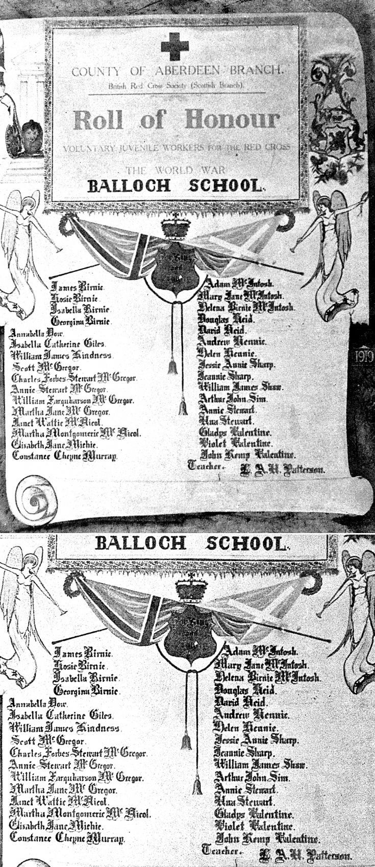 135 Balloch School Roll of Honour WW1