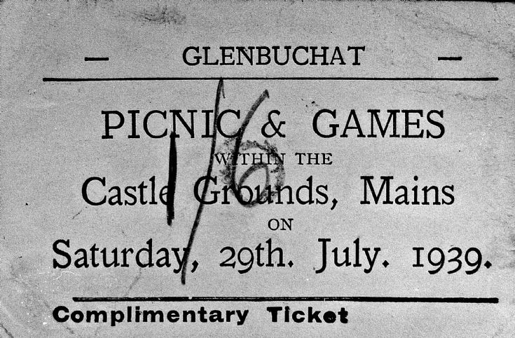 182 Ticket for Glenbuchat Games 1939