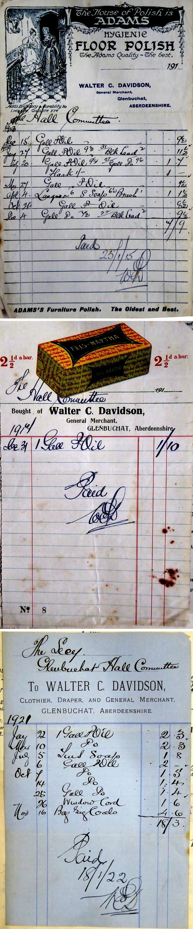 44 Invoices for Hall from Walter Davidson
