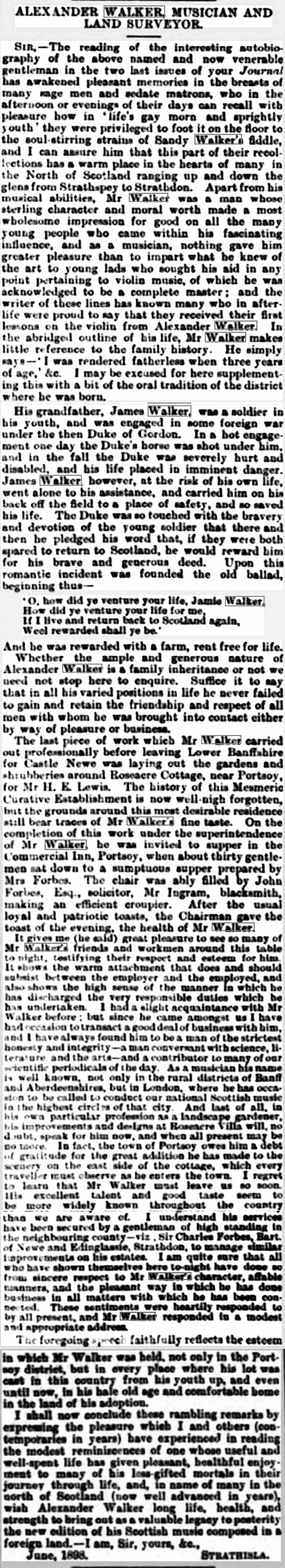 34 Alexander Walker Autobiography 1898 Comment