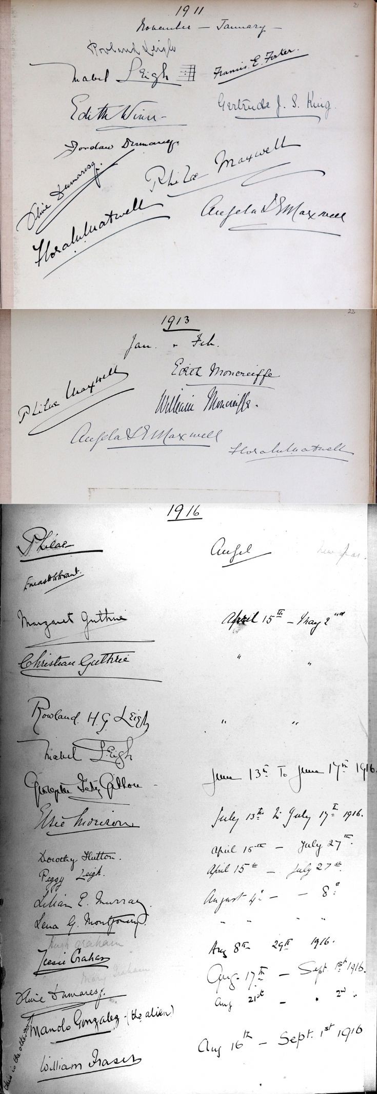 41 Newe Castle Visitors Book 1911