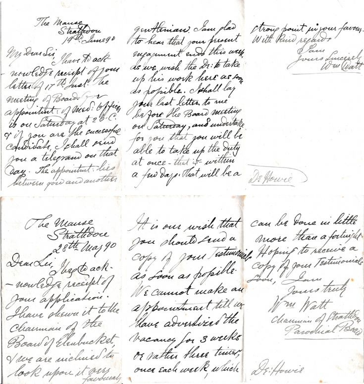22 Letters from Mr Watt Min, re Dr Howie's appoint