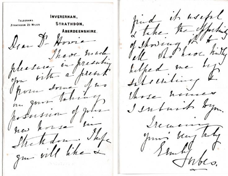 23 Letter fromm Emily Forbes Inverernan House