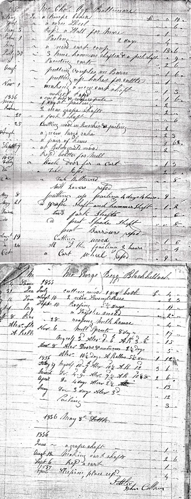 11 Callam Accts, Charles Ogg and George Begg