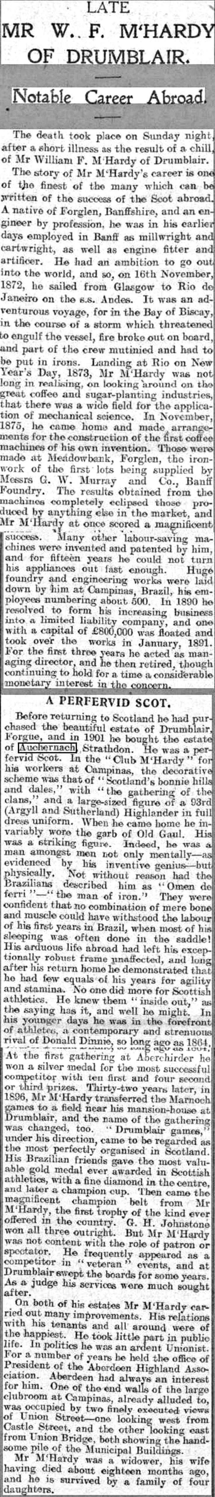 10 Obituary for William McHardy 1916