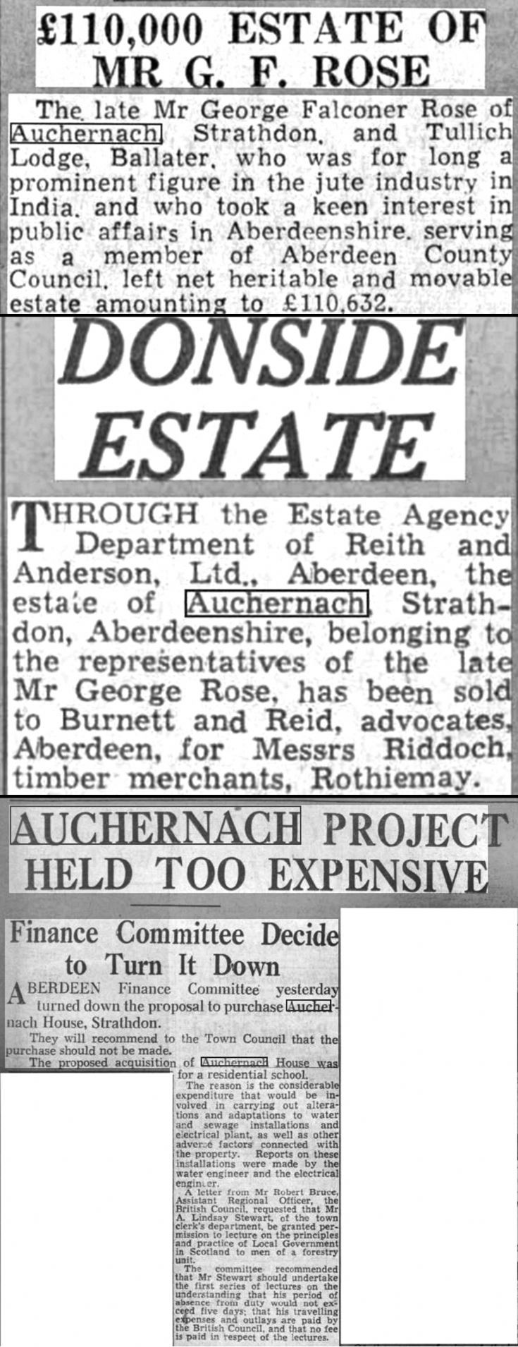 12 Sale and Demolition of Auchernach House
