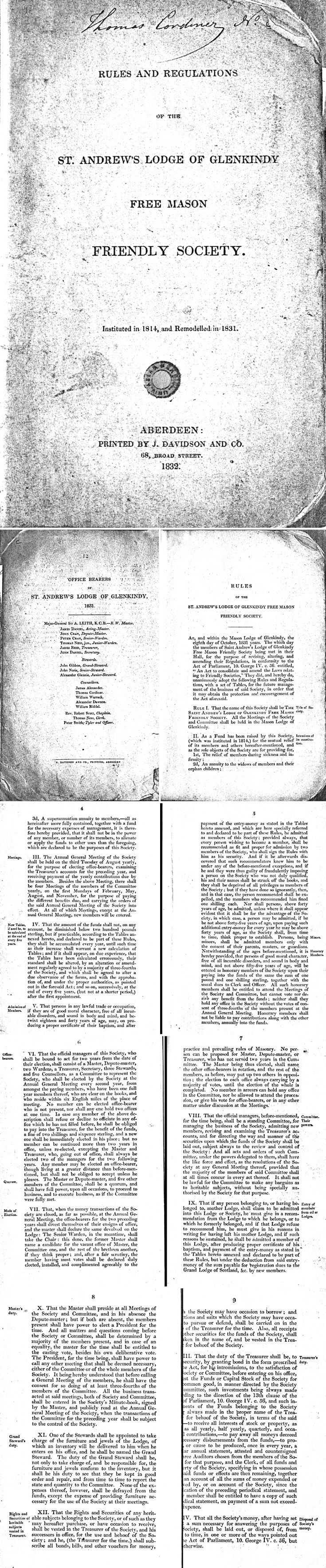 30  Pages 1 – 9 Glenkindie Free Mason Friendly S