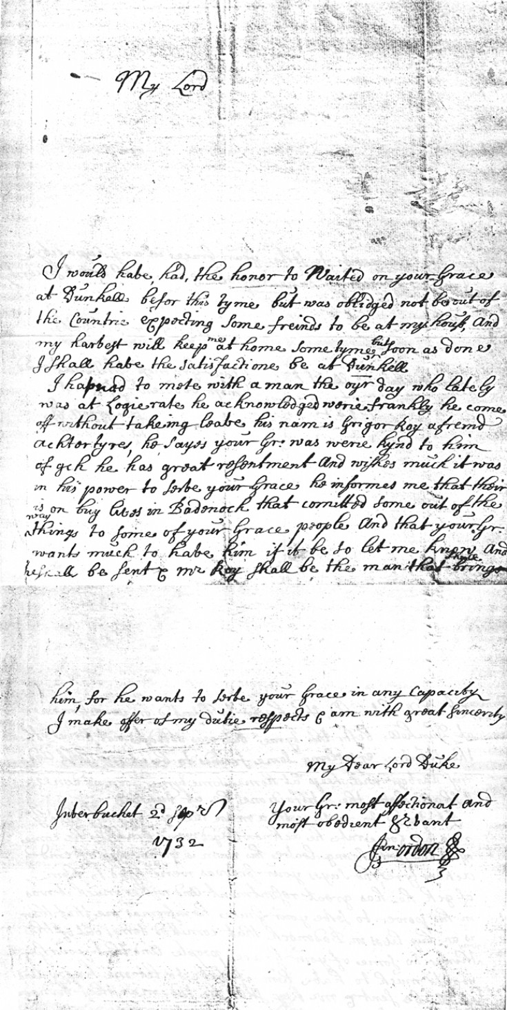 134 Letter from 'Old Glenbucket' in 1732
