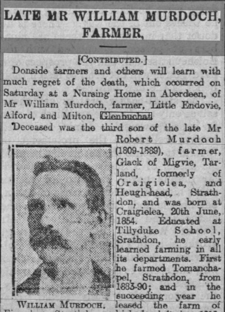 26 Obituary William Murdoch Milton Glenbuchat 1920