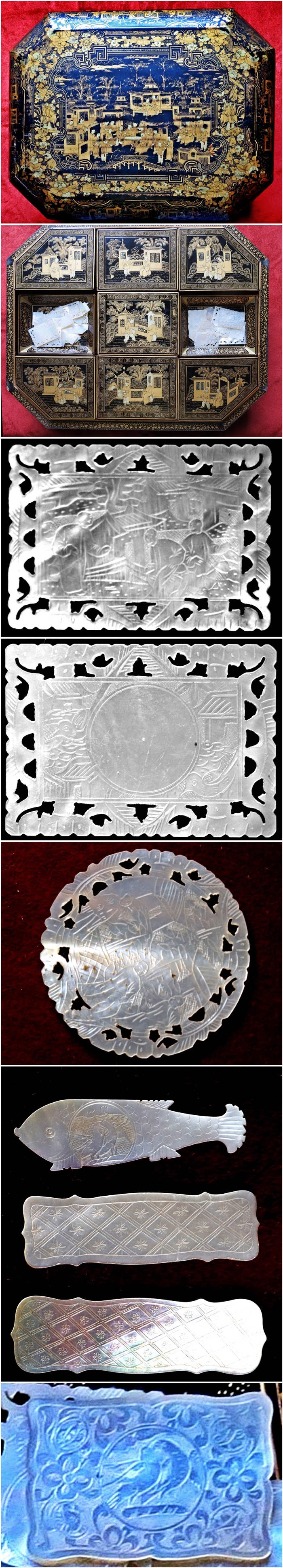28 Chinese Gaming Box and Tokens c 1760