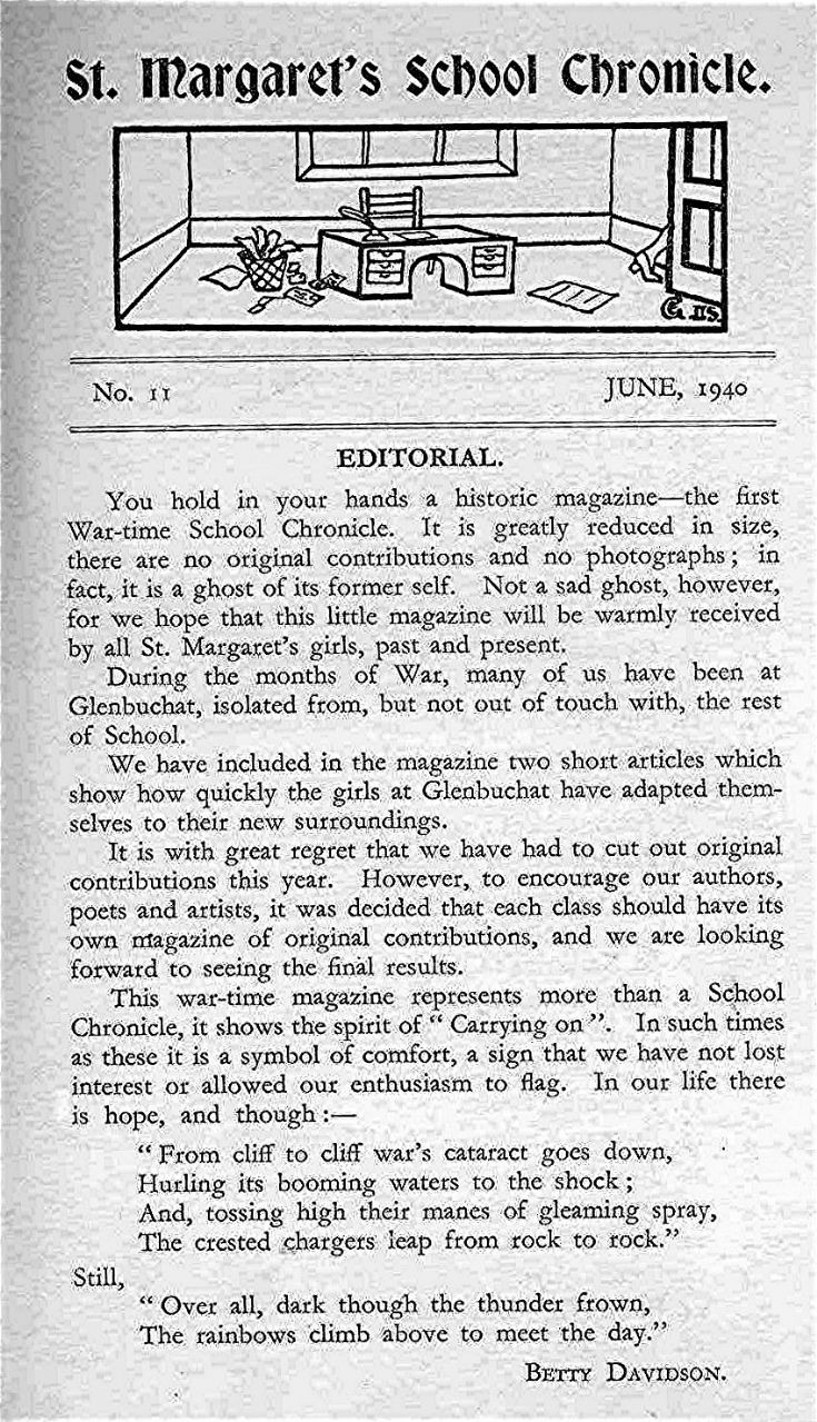 1 St Margarets School Chronicle 1940 Editorial