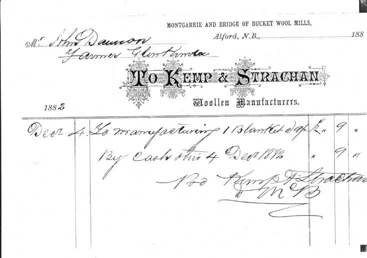 105 Receipt from Glenbucket Woolen Mill