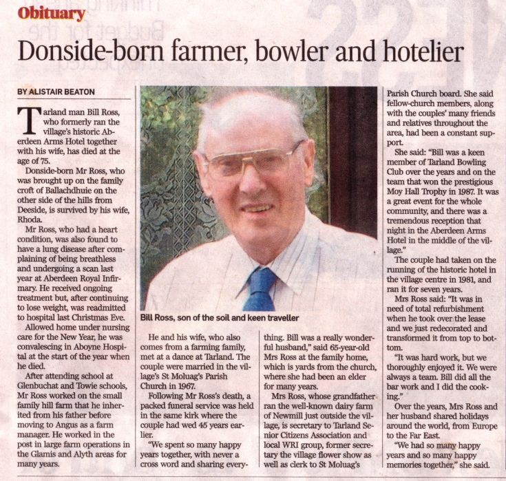 141 Bill Ross of Ballochdhuie, Obituary