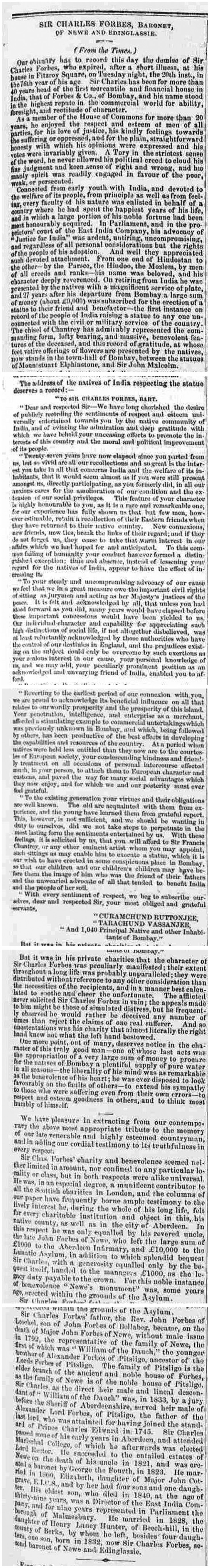 2 Obituary of Sir Charles Forbes of Newe