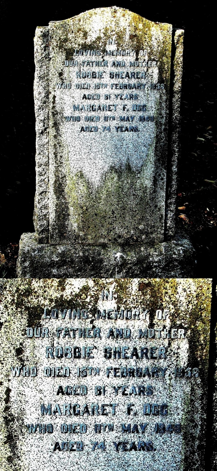 8 Grave Stone No 5 Robbie Shearer & Margaret Ogg