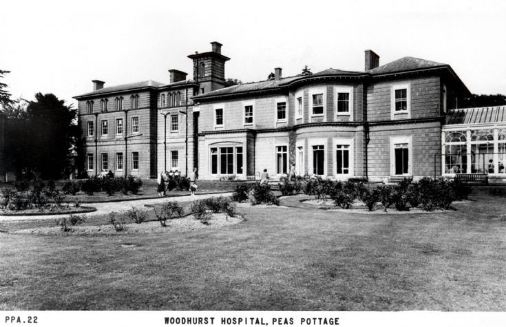 Woodhurst Hospital and rose beds