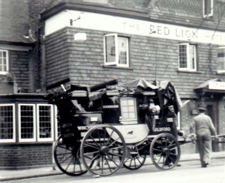 Horseless stagecoach at Handcross