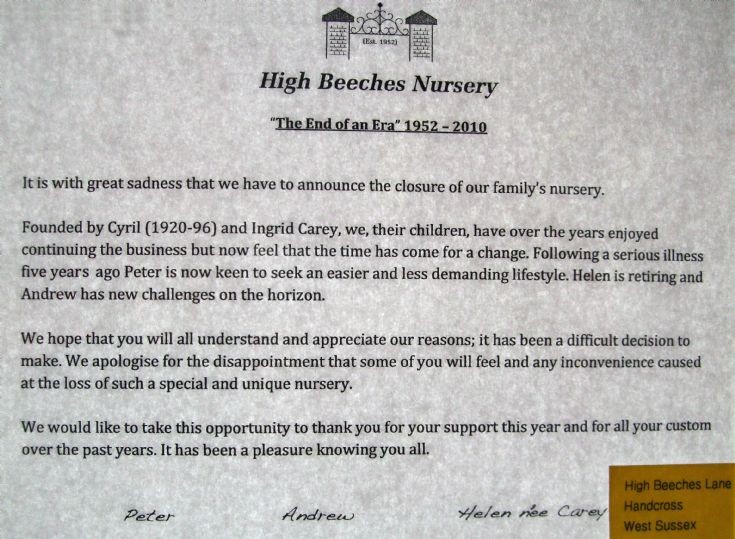 High Beeches Nursery end of an era