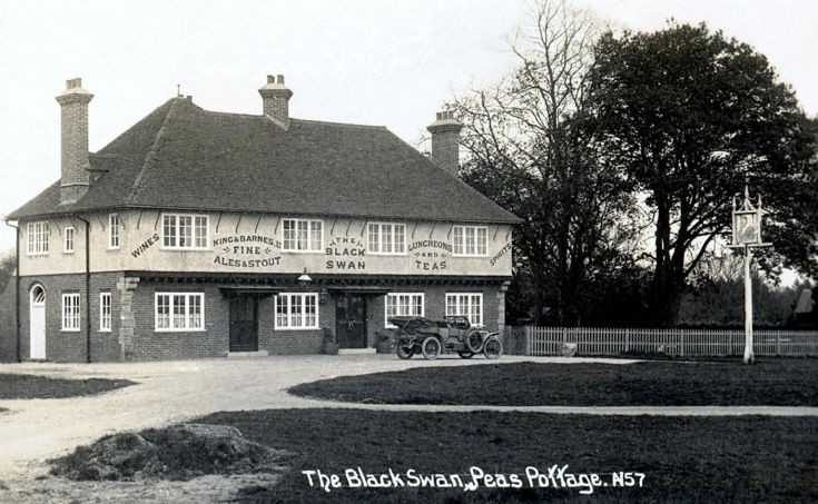 Car outside the Black Swan, Pease Pottage