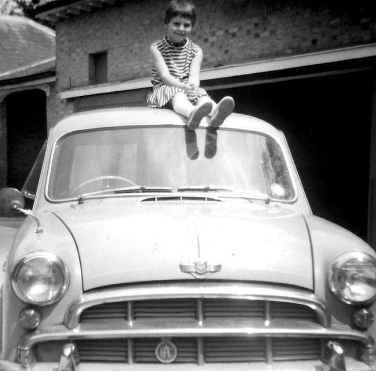 Sally Kennedy sitting on Morris Cowley at Woodhust
