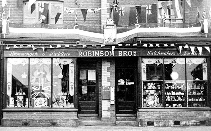 Robinson Bros shop decorated for coronation
