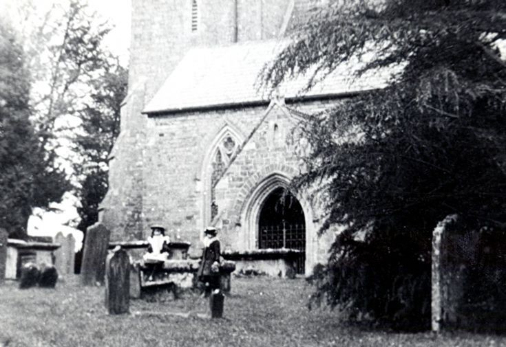 Girls in Slaugham churchyard