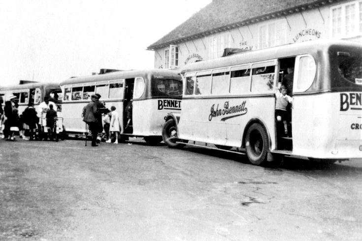 Coaches outside the Black Swan, Pease Pottage