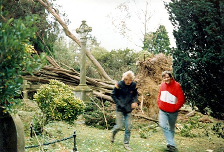 The Great Storm fells trees in Slaugham churchyard