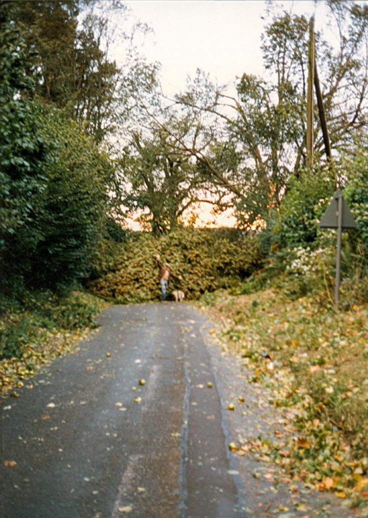 The Great Storm blocks road in Slaugham