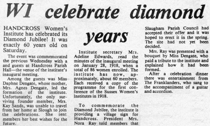 Handcross Women's Institute Diamond Jubilee