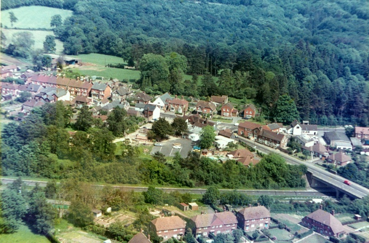 Aerial view of Handcross and the bridge