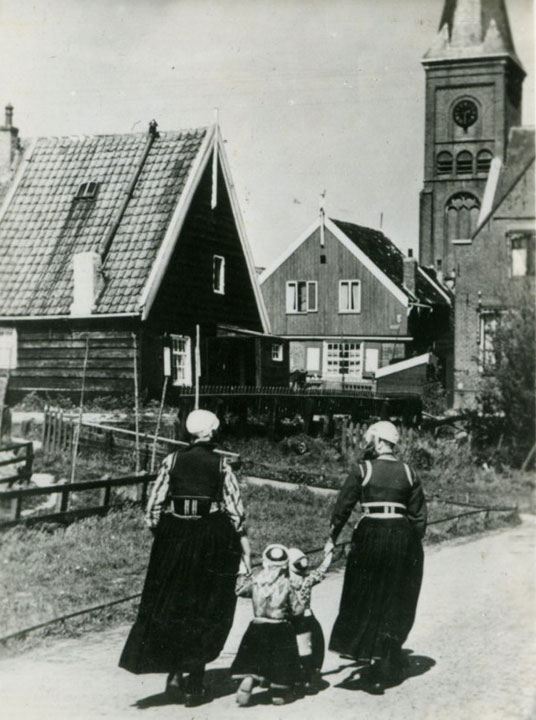 A family in Marken, Holland, in traditional dress