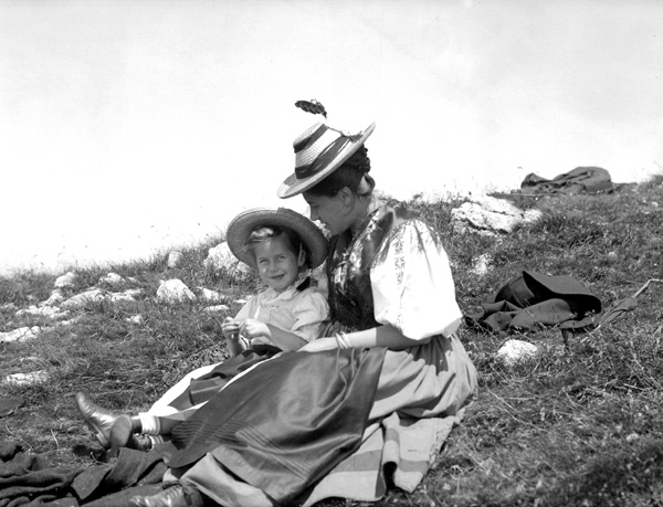 Mother and daughter on mountain- Germany
