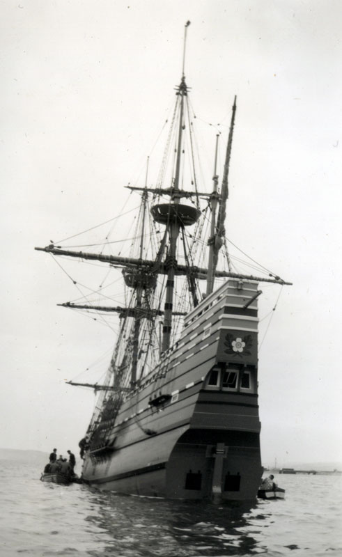 Stern of the replica Mayflower II in 1950s